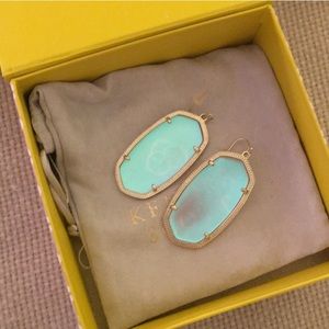 Kendra Scott earrings Danielle Dichroic glass gold